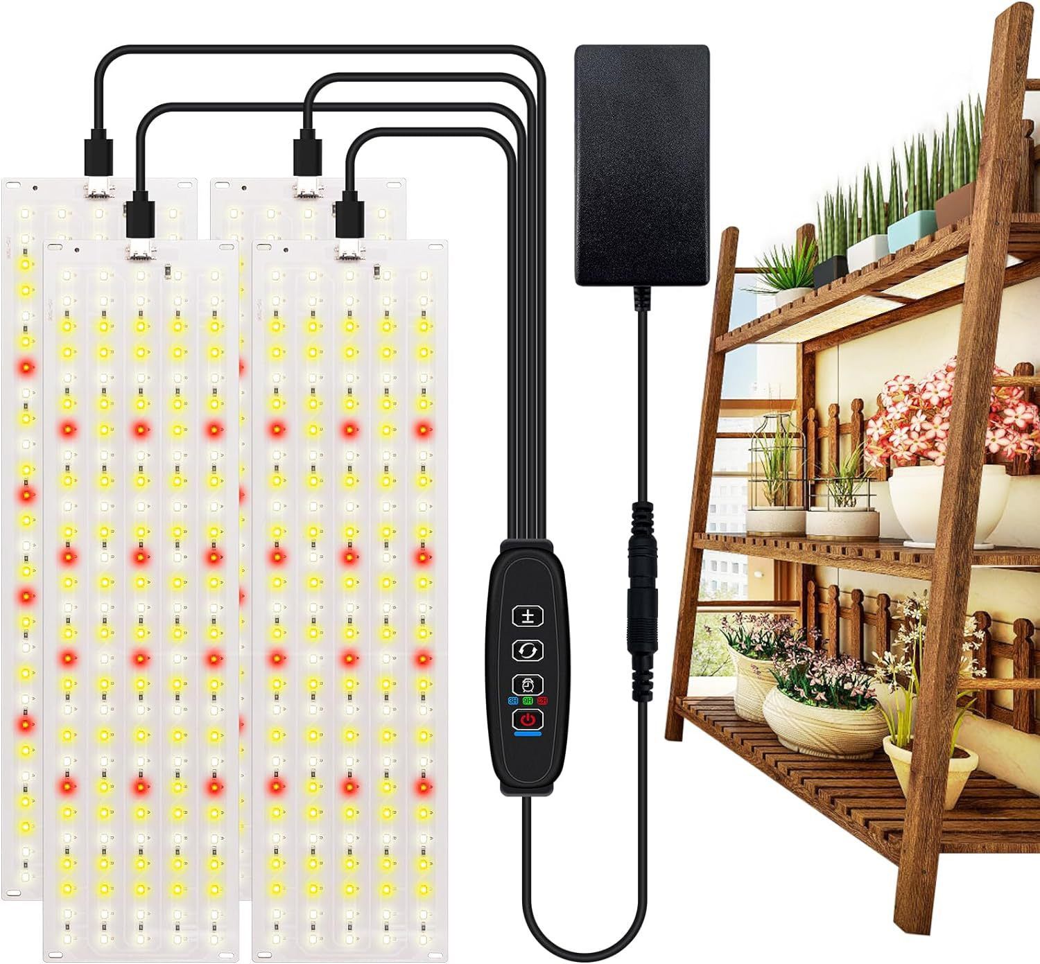 Indoor Full Spectrum LED Plant Grow Light Panel with Smart Timer – Adjustable view 2