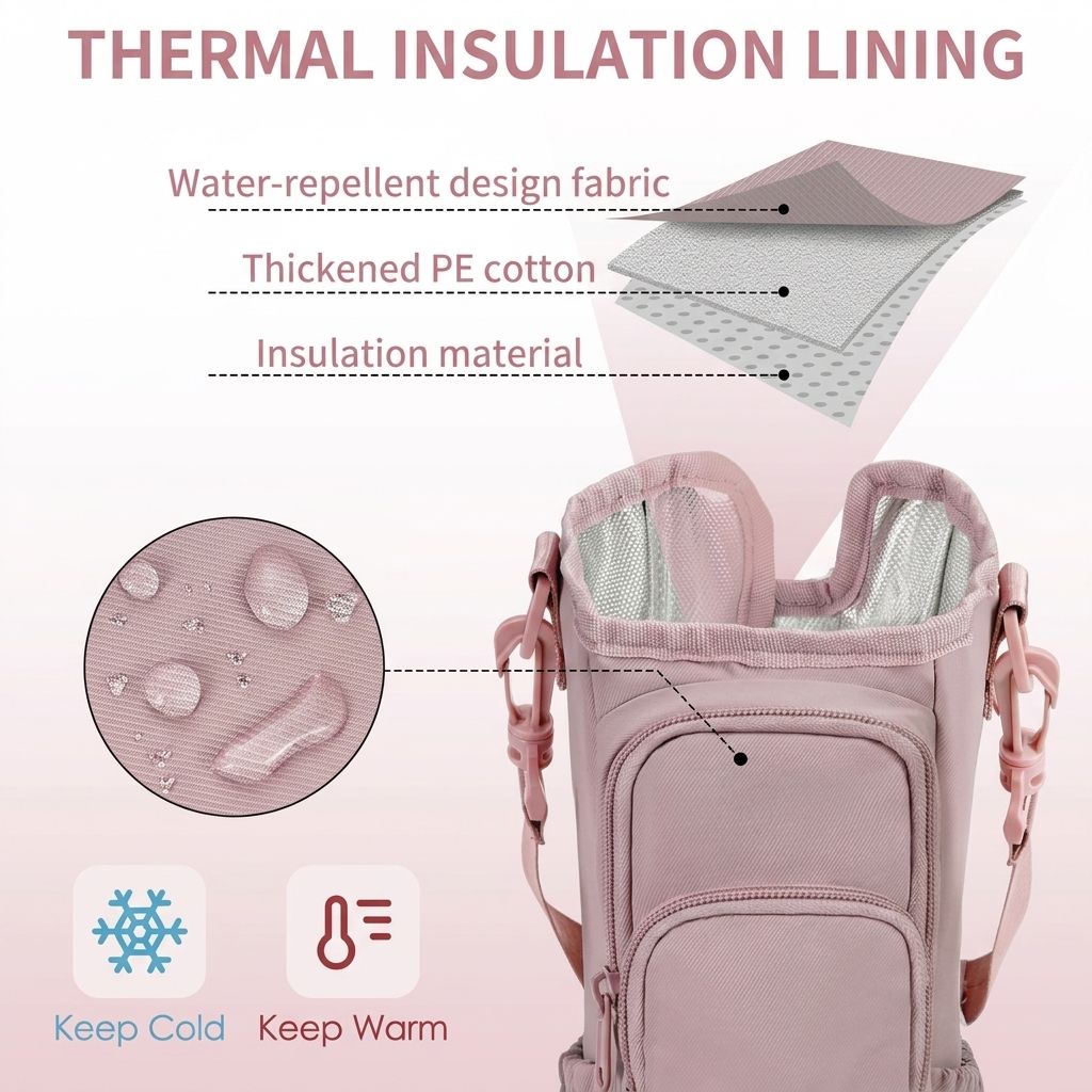 Portable Crossbody Insulated Cup Carrier Sleeve with Adjustable Strap and view 4