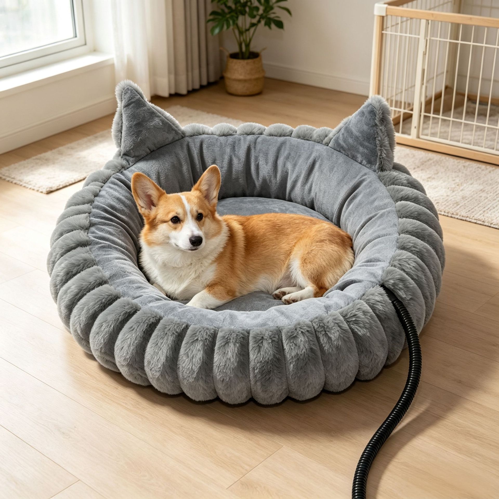 USB-Powered Heated Pet Bed with Plush Fur view 7