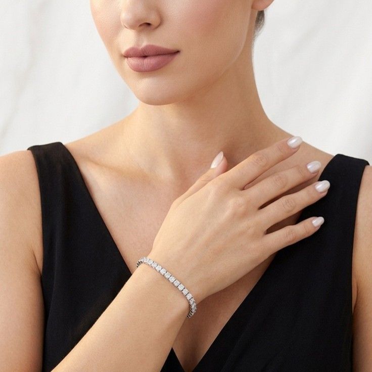 Elegant Moissanite Tennis Bracelet in 925 Sterling Silver with 18K Gold and view 4