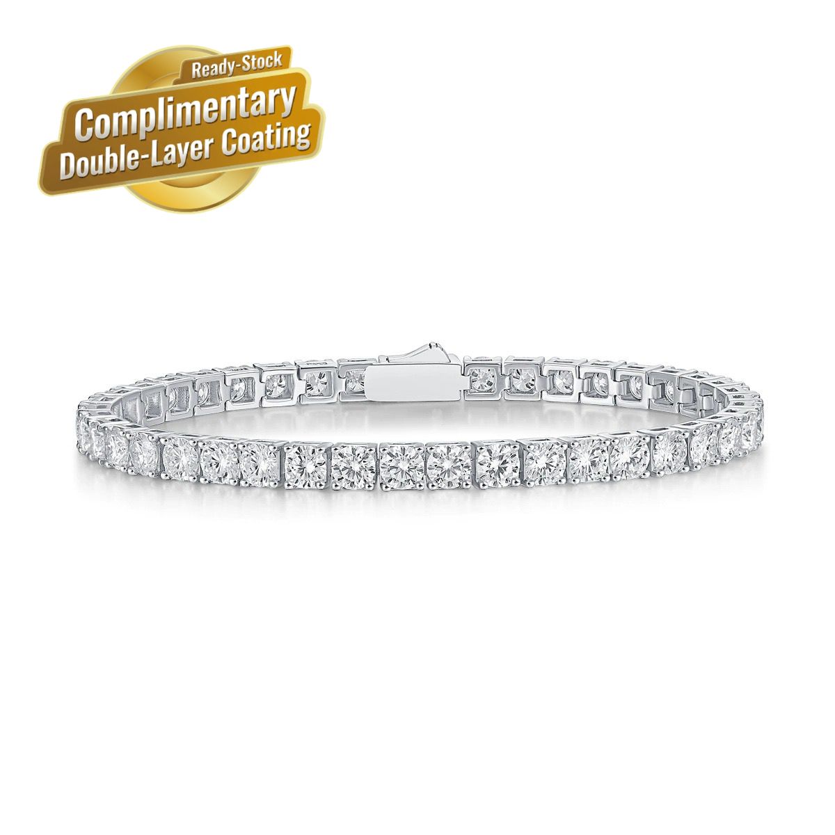 Elegant Moissanite Tennis Bracelet in 925 Sterling Silver with 18K Gold and view 3