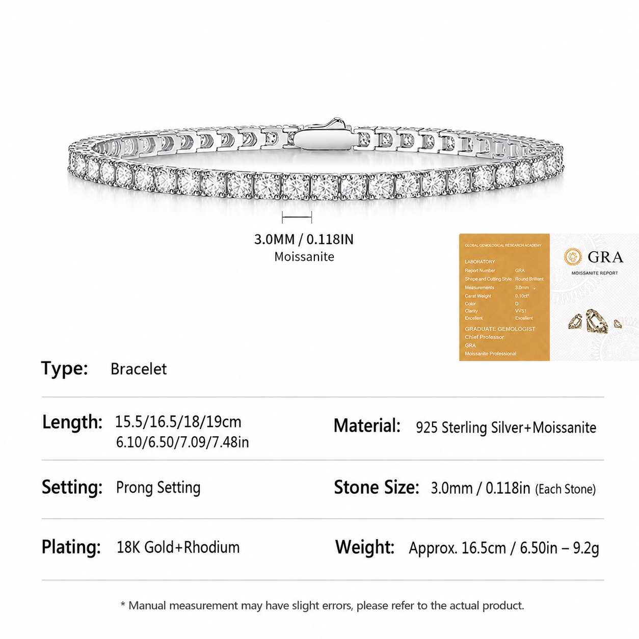 Elegant Moissanite Tennis Bracelet in 925 Sterling Silver with 18K Gold and view 14