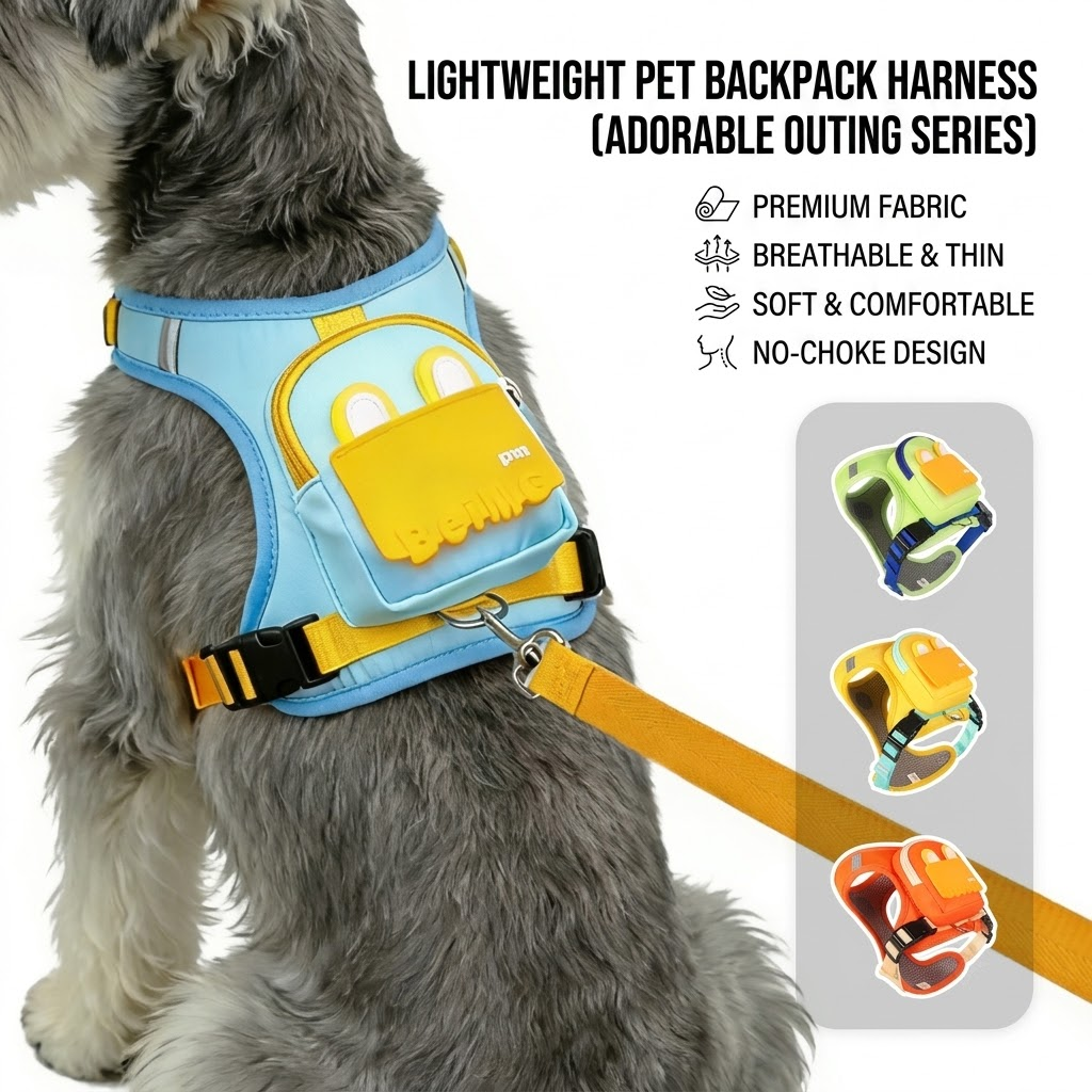 Stylish Color-Block Dog Backpack Harness with Built-in Poop Bag Dispenser view 4