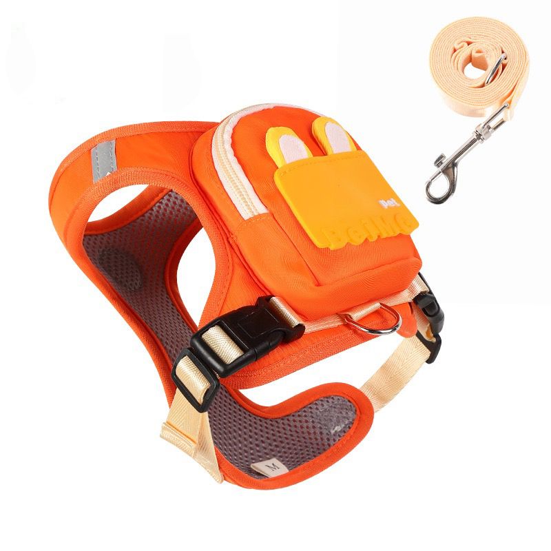 Stylish Color-Block Dog Backpack Harness with Built-in Poop Bag Dispenser