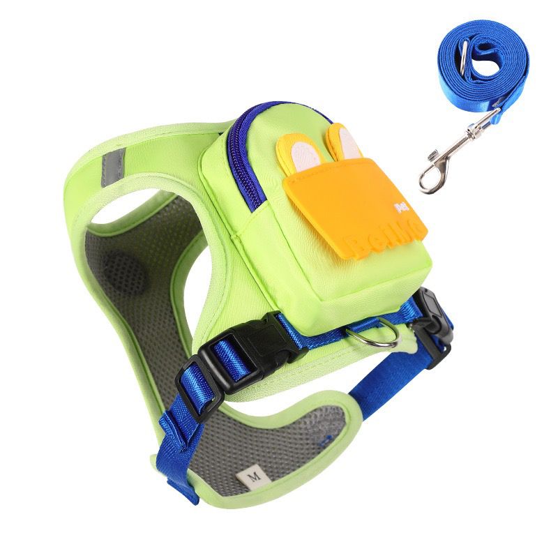 Stylish Color-Block Dog Backpack Harness with Built-in Poop Bag Dispenser view 7