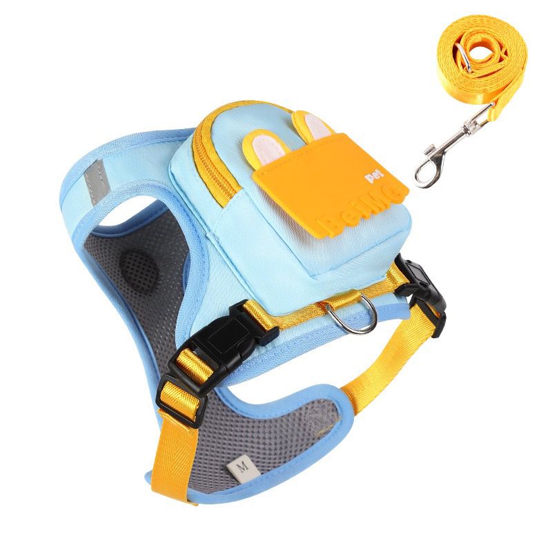 Stylish Color-Block Dog Backpack Harness with Built-in Poop Bag Dispenser view 9
