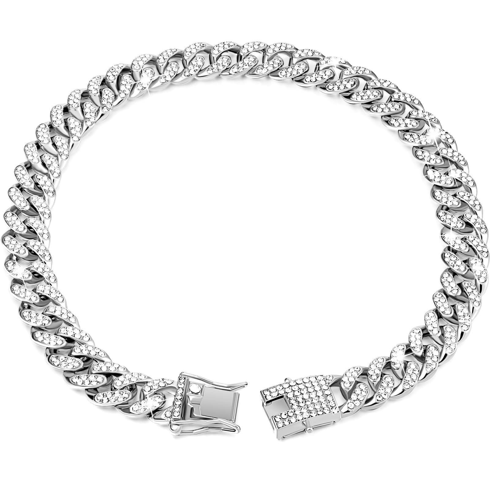 Sparkling Diamond-Studded Cuban Chain Pet Collar – Hip-Hop Bling Necklace for view 7