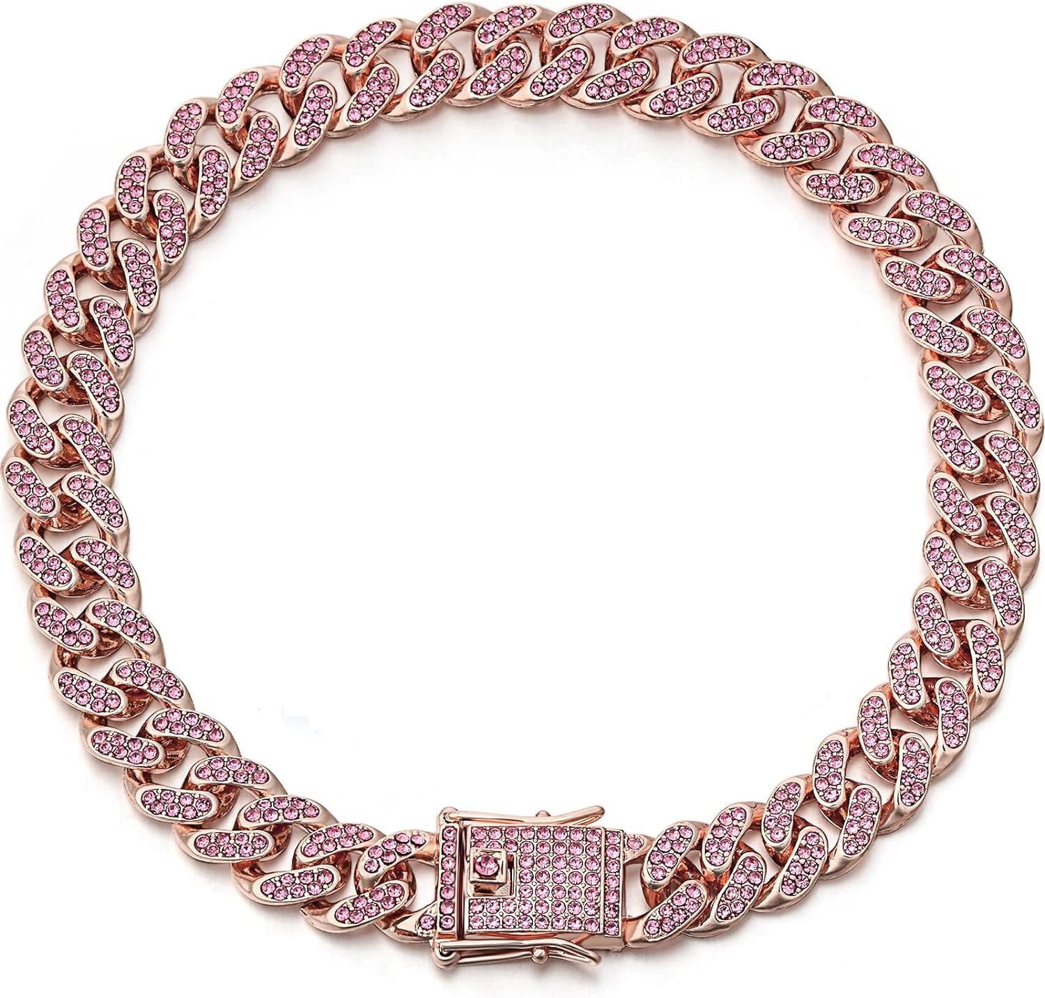 Sparkling Diamond-Studded Cuban Chain Pet Collar – Hip-Hop Bling Necklace for view 8