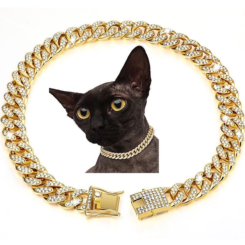 Sparkling Diamond-Studded Cuban Chain Pet Collar – Hip-Hop Bling Necklace for view 4