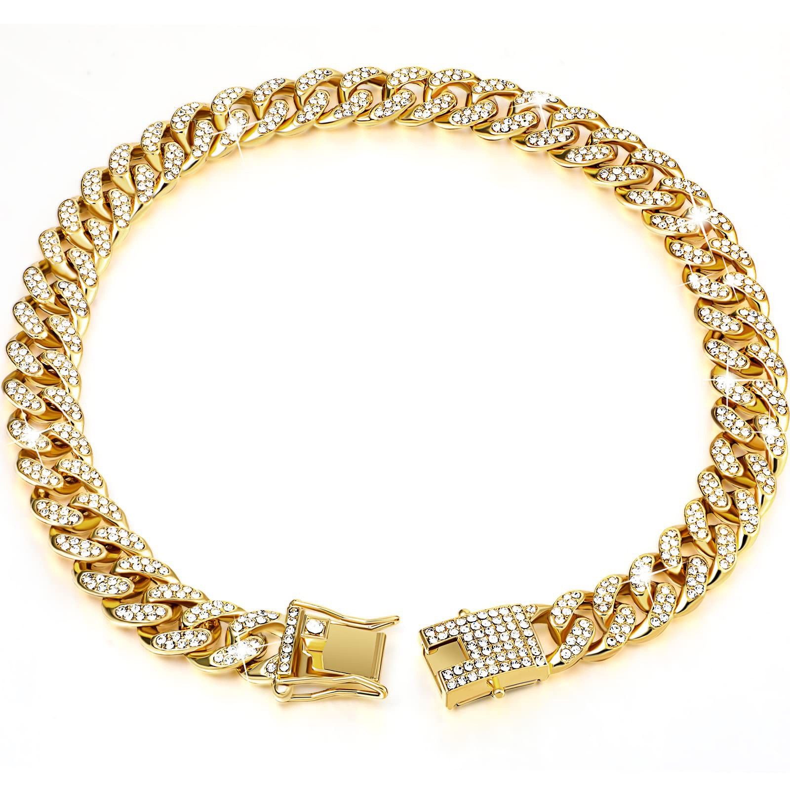 Sparkling Diamond-Studded Cuban Chain Pet Collar – Hip-Hop Bling Necklace for view 6