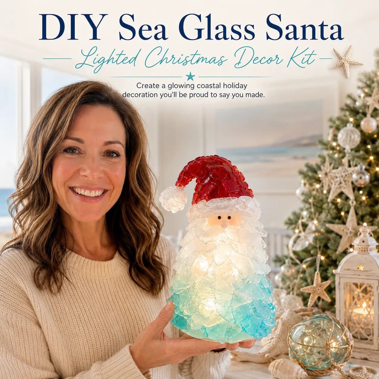 DIY Luminous Sea Glass Christmas Ornament Kit – Create Santa view 2