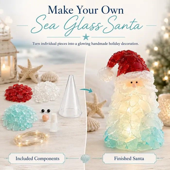 DIY Luminous Sea Glass Christmas Ornament Kit – Create Santa view 3