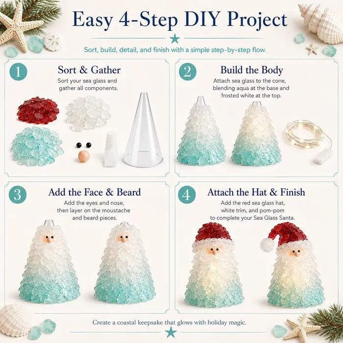 DIY Luminous Sea Glass Christmas Ornament Kit – Create Santa view 4