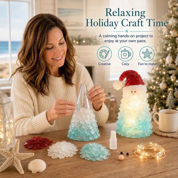 DIY Luminous Sea Glass Christmas Ornament Kit – Create Santa view 5