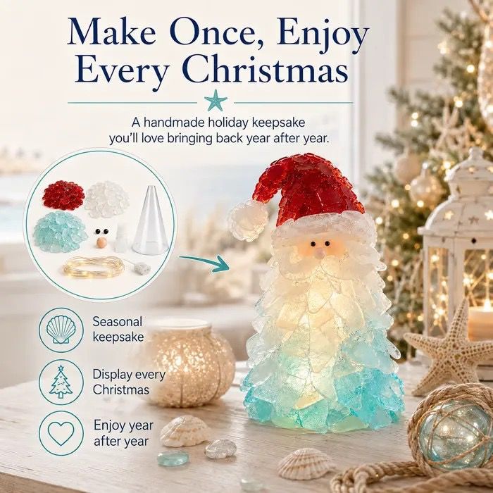 DIY Luminous Sea Glass Christmas Ornament Kit – Create Santa view 6