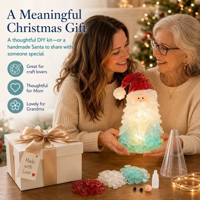 DIY Luminous Sea Glass Christmas Ornament Kit – Create Santa view 7
