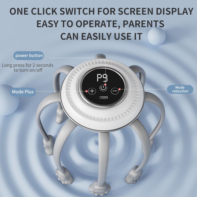 Wireless Octopus Head Massager with USB Charging – Ergonomic Scalp Relaxation view 7