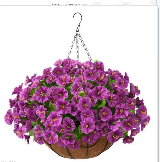 Artificial Petunia Hanging Flower Arrangement Red White Blue Flowers Outdoor