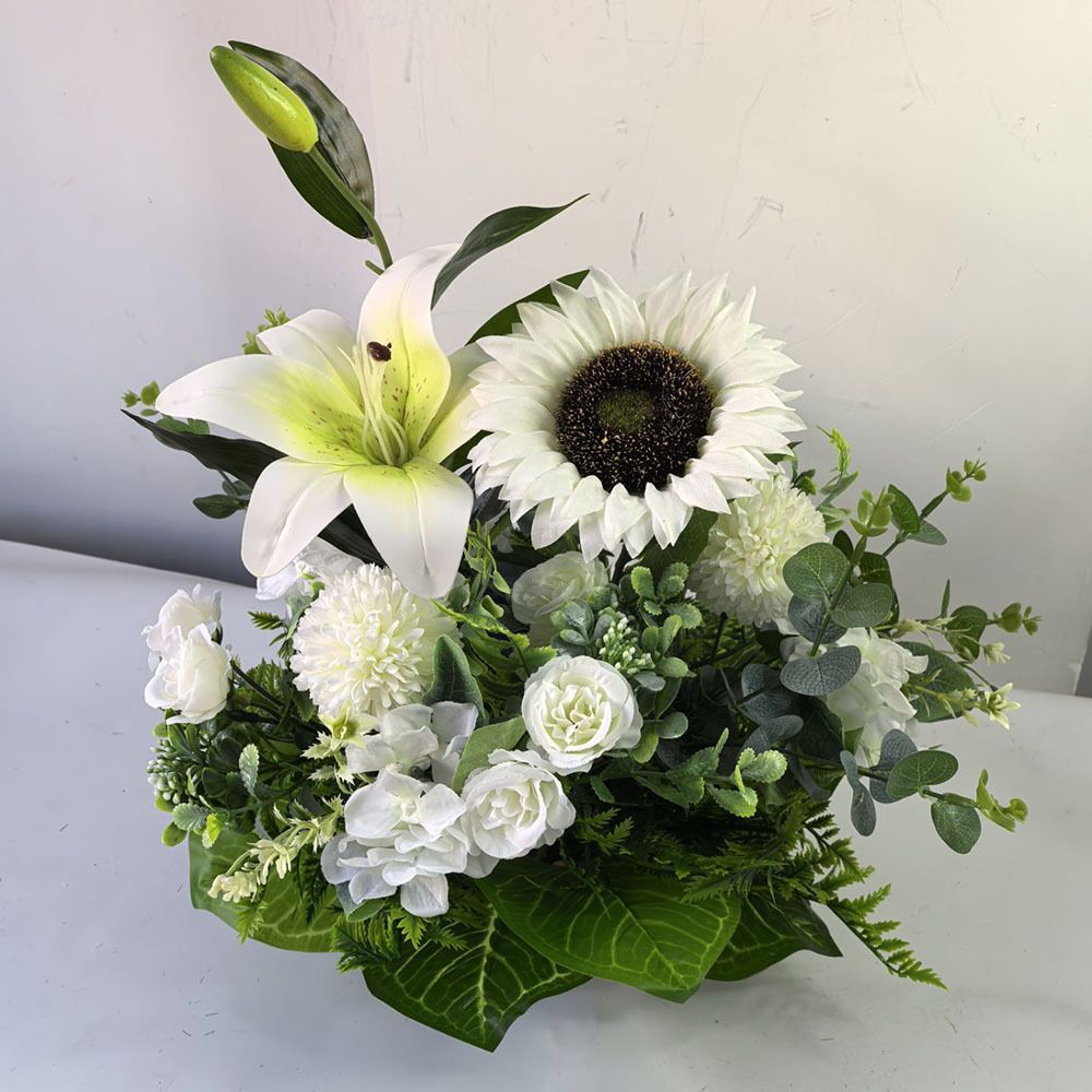 Artificial Flower Arrangement Fake Lilies And Roses Home Decor Accents Garden