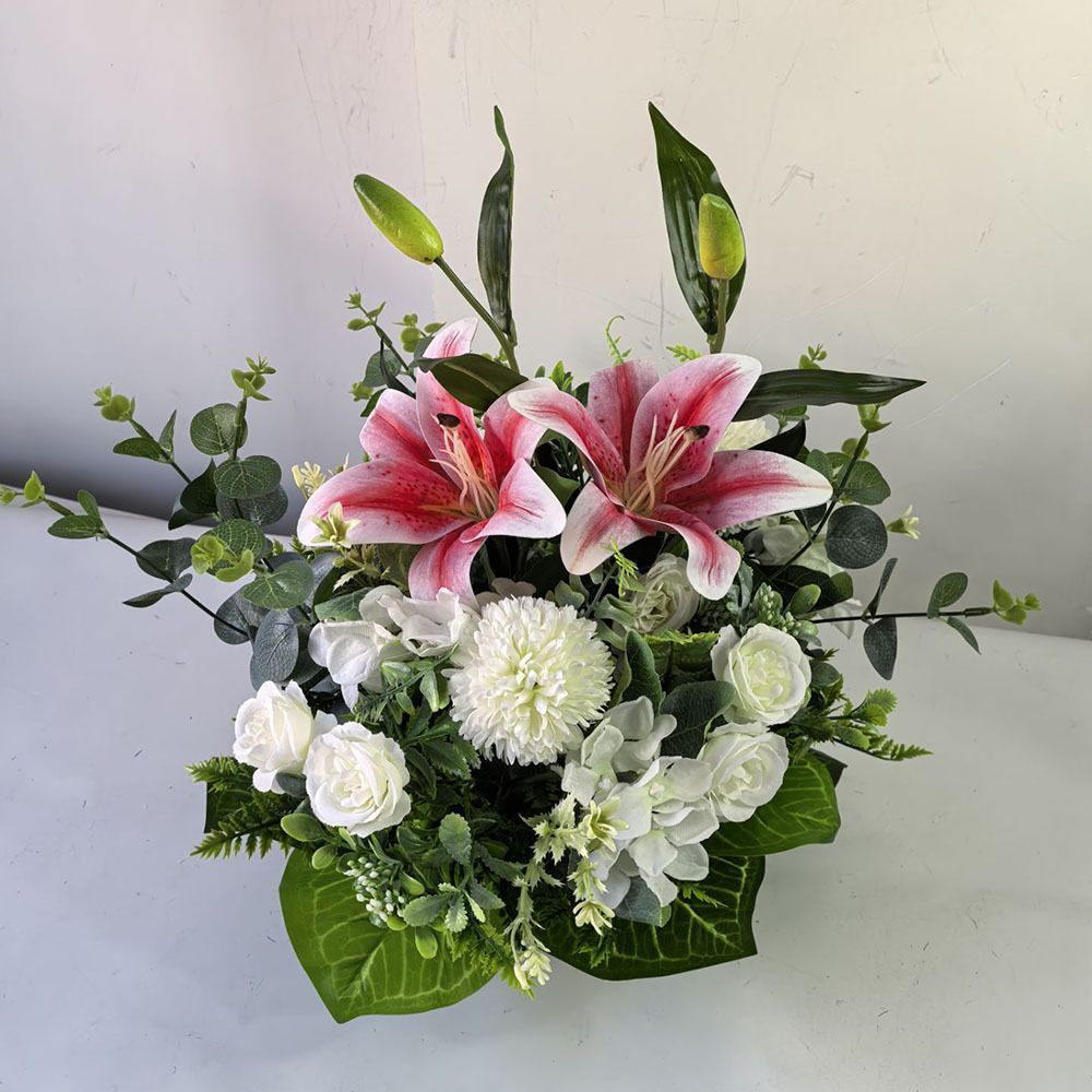 Artificial Flower Arrangement Fake Lilies And Roses Home Decor Accents Garden