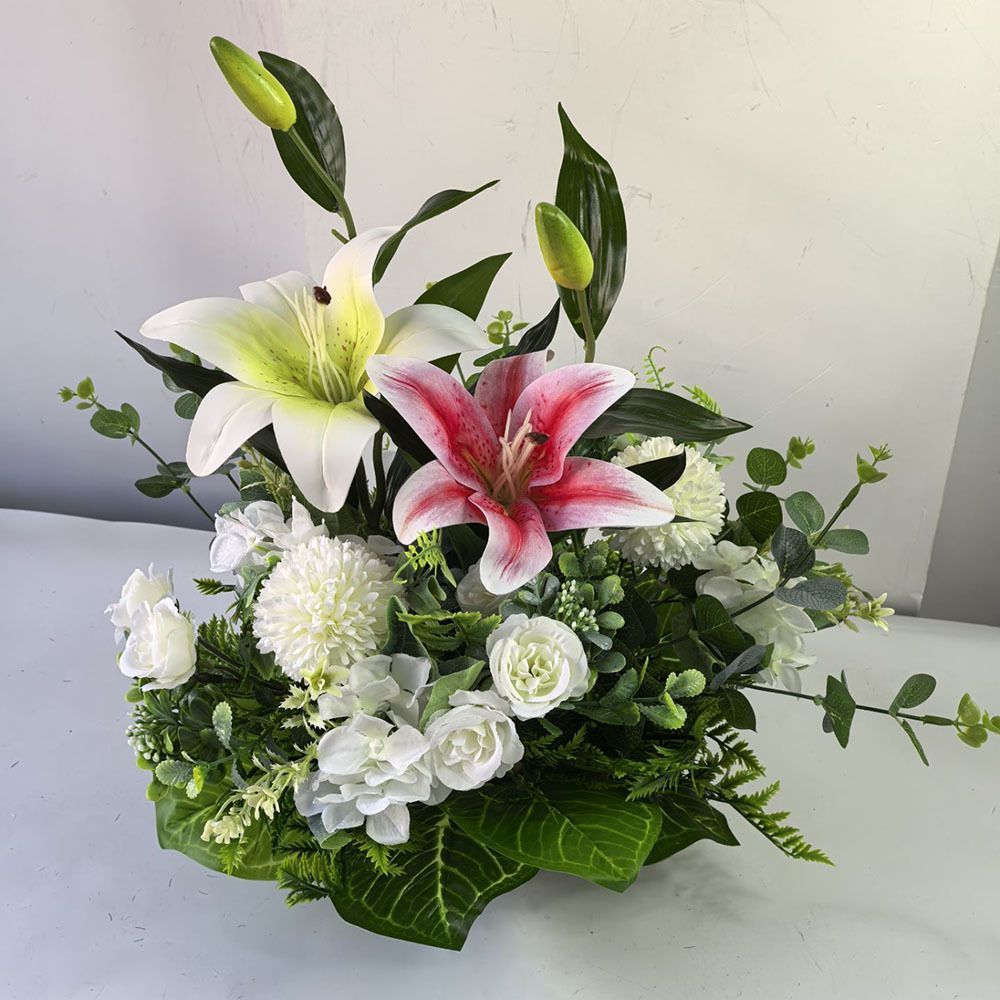 Artificial Flower Arrangement Fake Lilies And Roses Home Decor Accents Garden view 3