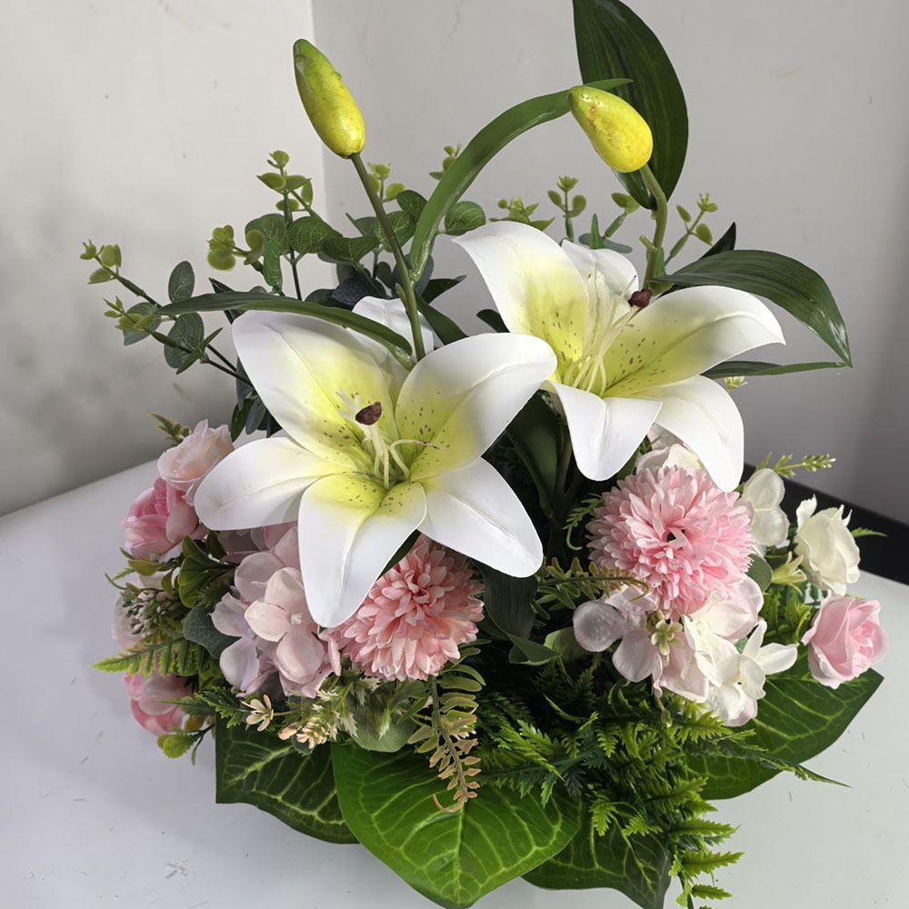 Artificial Flower Arrangement Fake Lilies And Roses Home Decor Accents Garden view 6