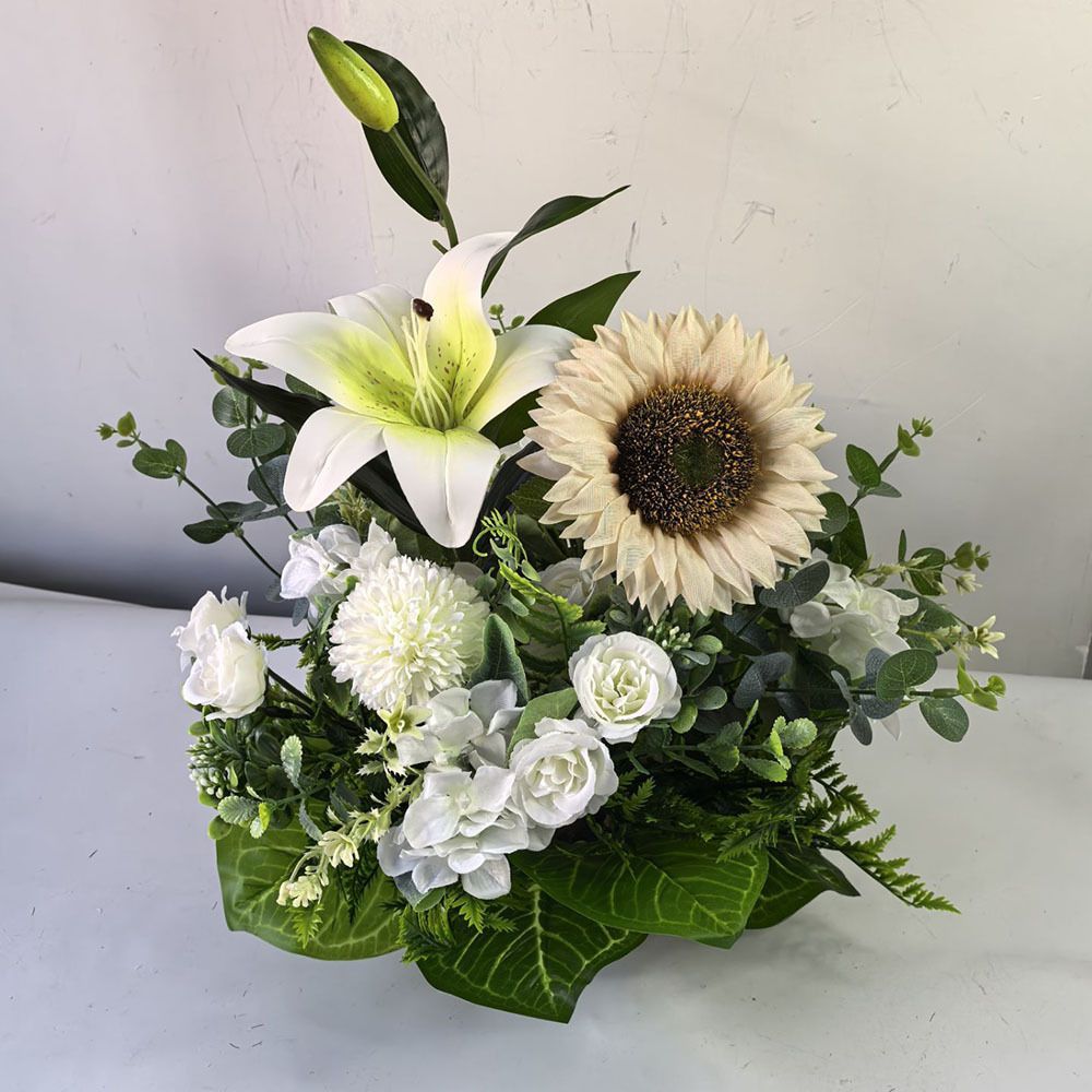 Artificial Flower Arrangement Fake Lilies And Roses Home Decor Accents Garden view 2