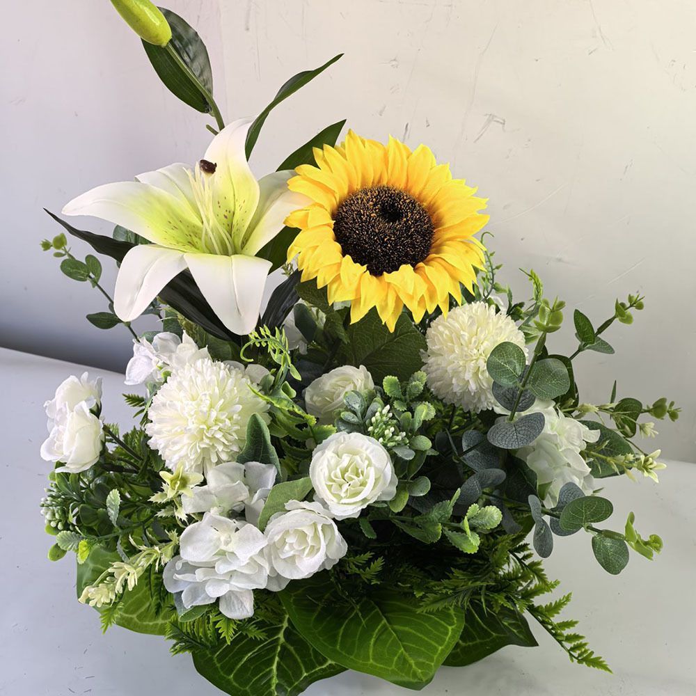 Artificial Flower Arrangement Fake Lilies And Roses Home Decor Accents Garden view 7