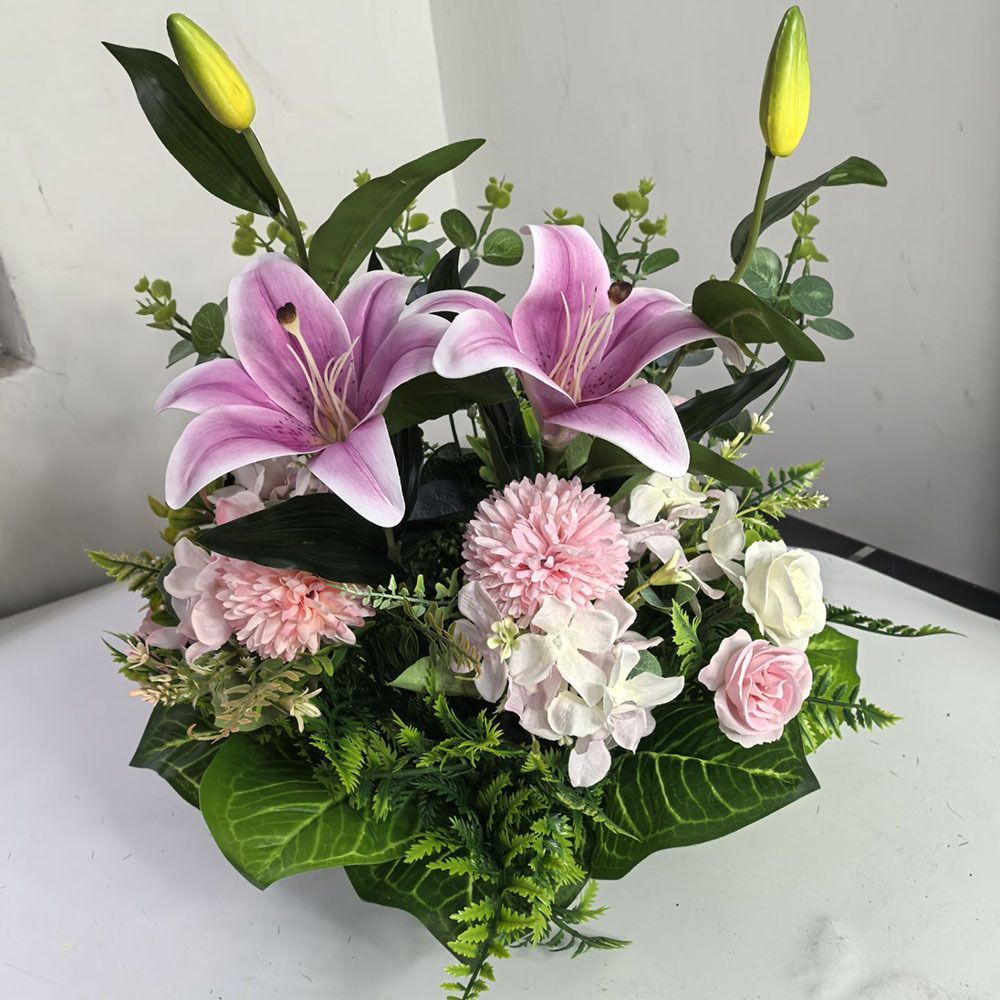Artificial Flower Arrangement Fake Lilies And Roses Home Decor Accents Garden view 5