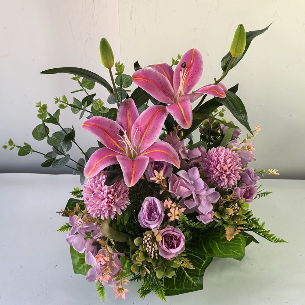 Artificial Flower Arrangement Fake Lilies And Roses Home Decor Accents Garden view 9