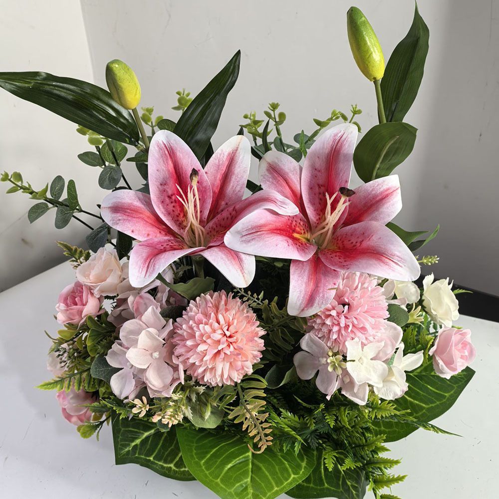 Artificial Flower Arrangement Fake Lilies And Roses Home Decor Accents Garden view 11