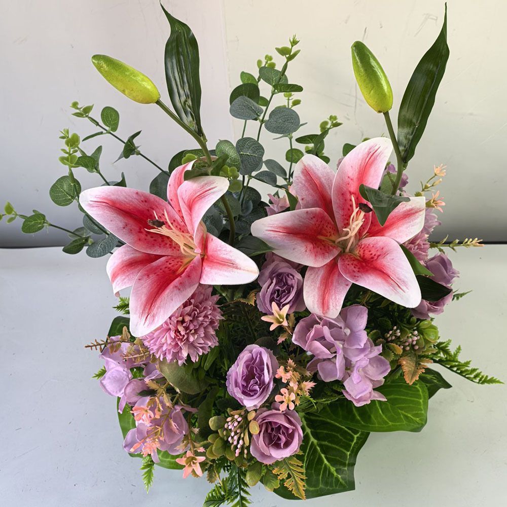 Artificial Flower Arrangement Fake Lilies And Roses Home Decor Accents Garden view 11
