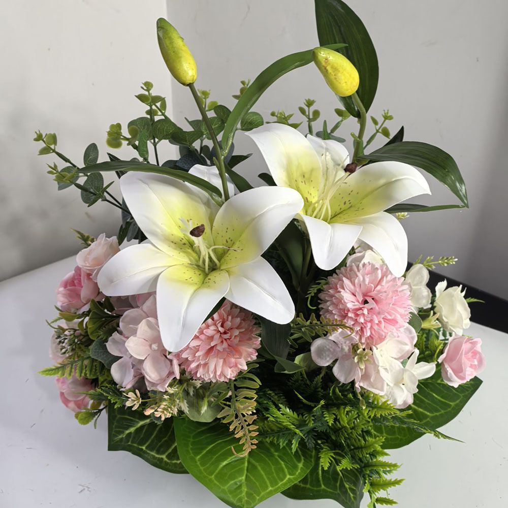 Artificial Flower Arrangement Fake Lilies And Roses Home Decor Accents Garden view 6