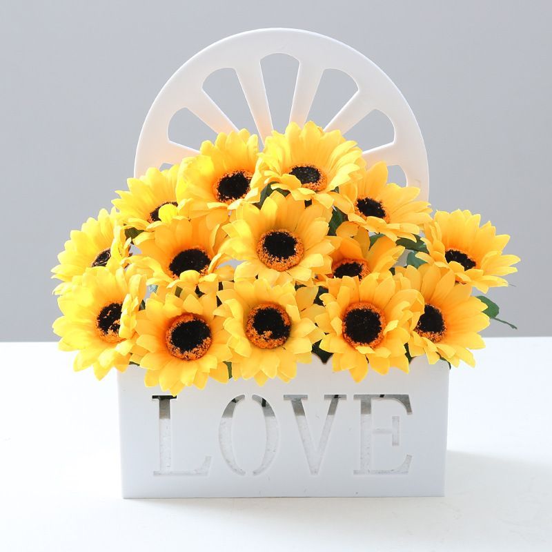 Artificial Sunflowers Wall Hanging Flowers Simulation Flower Basket Living view 3