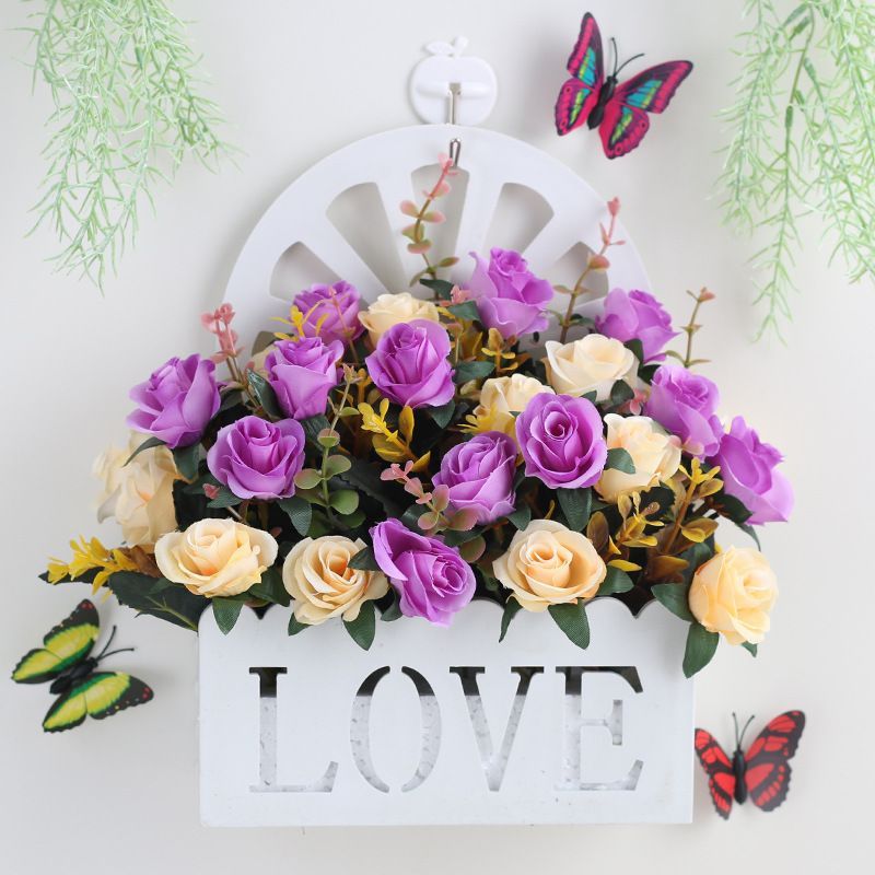 Artificial Sunflowers Wall Hanging Flowers Simulation Flower Basket Living view 8