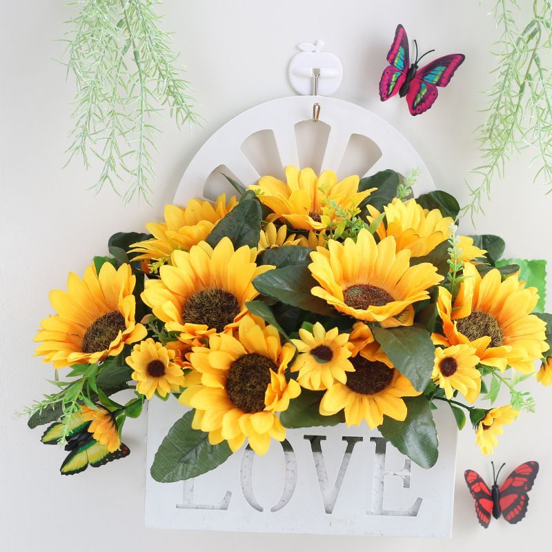 Artificial Sunflowers Wall Hanging Flowers Simulation Flower Basket Living view 15