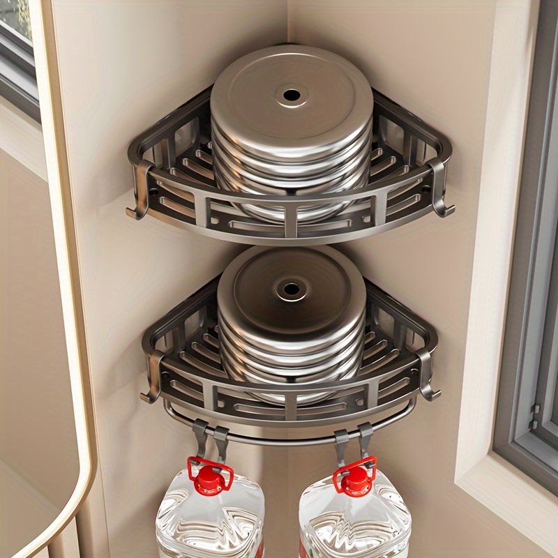 Gray Shower Caddy 3-Tier Corner Caddy Shower Hooks Bathroom Storage Rust-Resistant view 8
