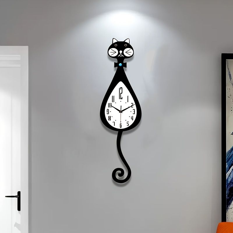 Black Cat-Shaped Clock Home Decor Clock Unique Wall Clock High-Quality Clock Cat view 4