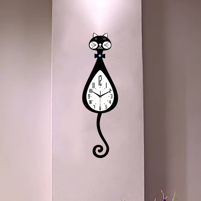 Black Cat-Shaped Clock Home Decor Clock Unique Wall Clock High-Quality Clock Cat view 5