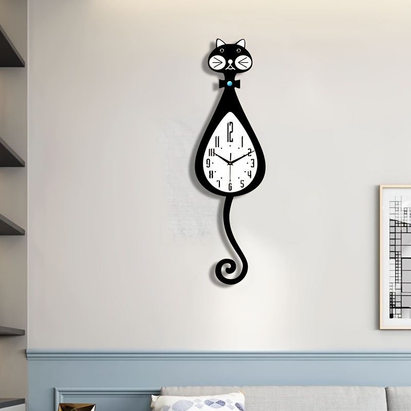 Black Cat-Shaped Clock Home Decor Clock Unique Wall Clock High-Quality Clock Cat view 7