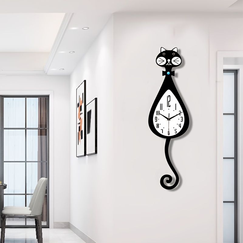 Black Cat-Shaped Clock Home Decor Clock Unique Wall Clock High-Quality Clock Cat view 8