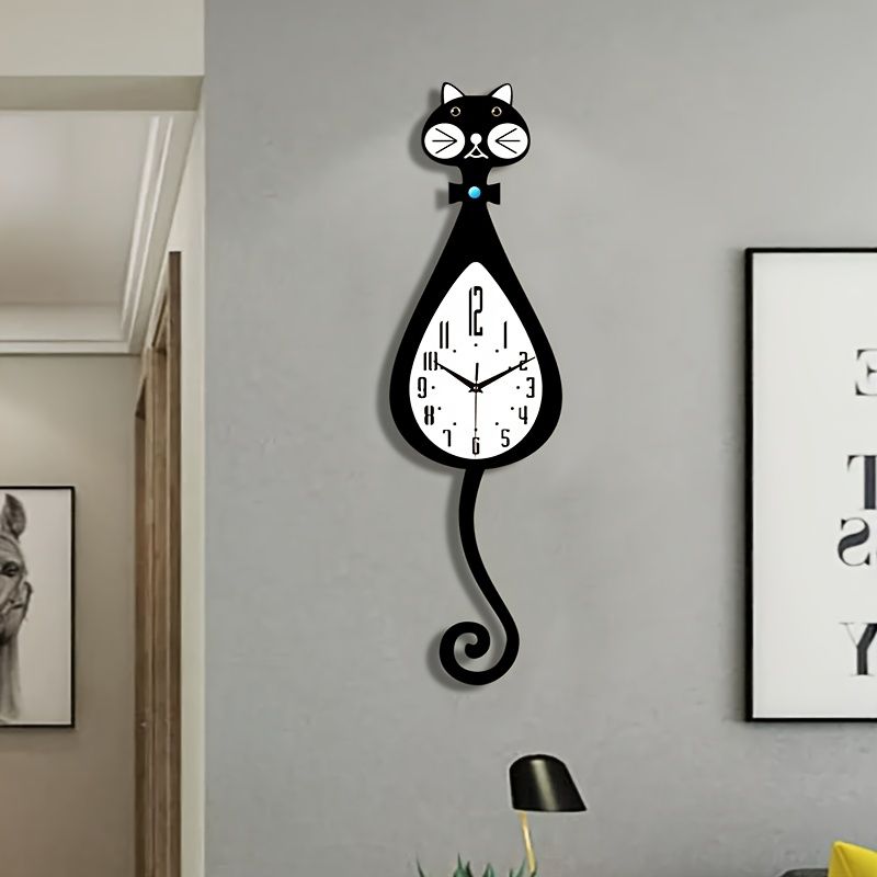 Black Cat-Shaped Clock Home Decor Clock Unique Wall Clock High-Quality Clock Cat view 9