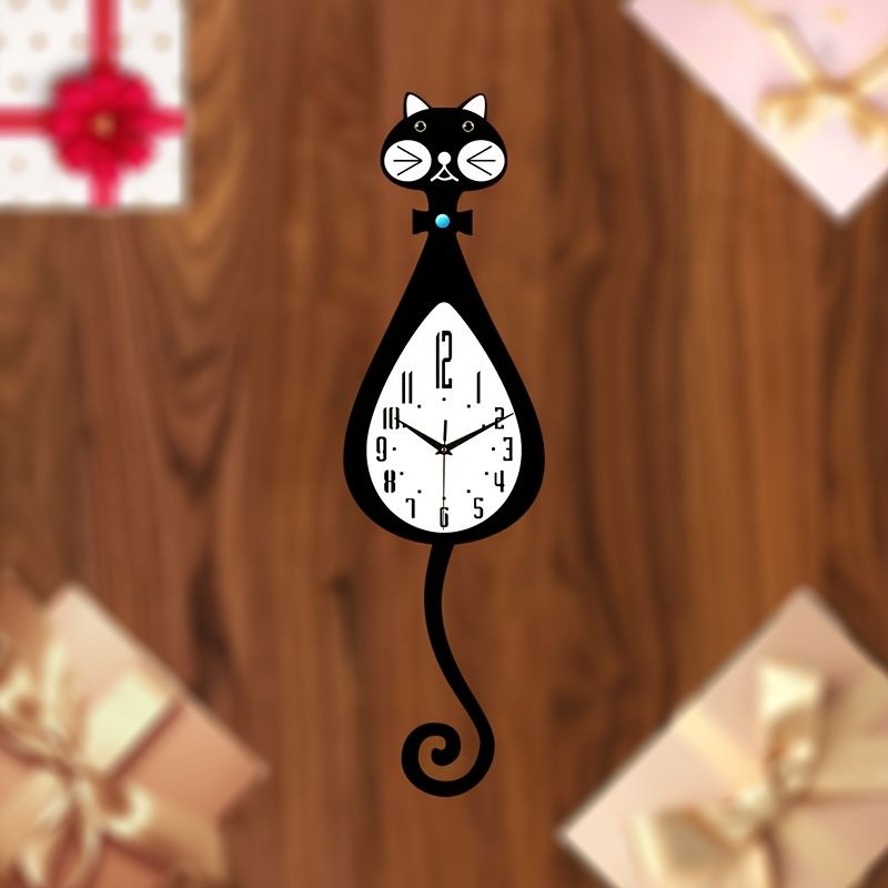 Black Cat-Shaped Clock Home Decor Clock Unique Wall Clock High-Quality Clock Cat view 10