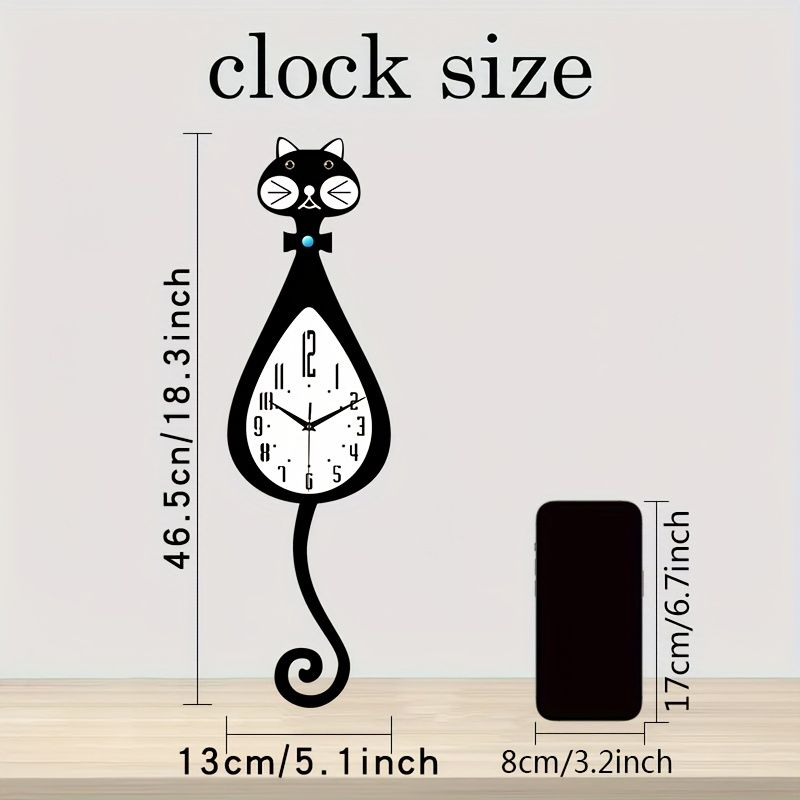 Black Cat-Shaped Clock Home Decor Clock Unique Wall Clock High-Quality Clock Cat view 11