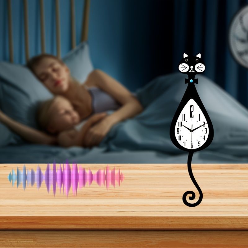 Black Cat-Shaped Clock Home Decor Clock Unique Wall Clock High-Quality Clock Cat view 12