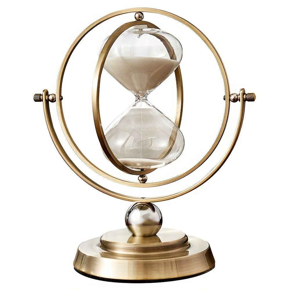 White Black Rotating Hourglass Clock Home Decor Time-Keeping Device — image 1