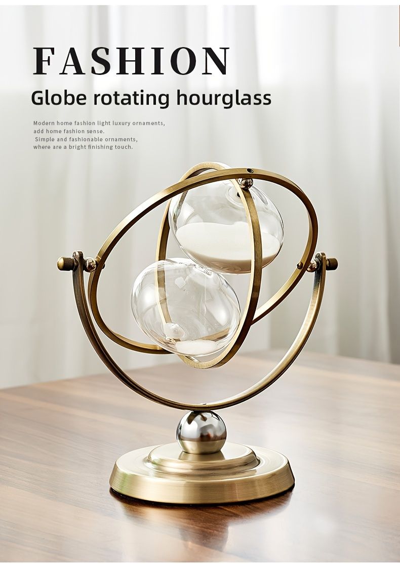 White Black Rotating Hourglass Clock Home Decor Time-Keeping Device view 4