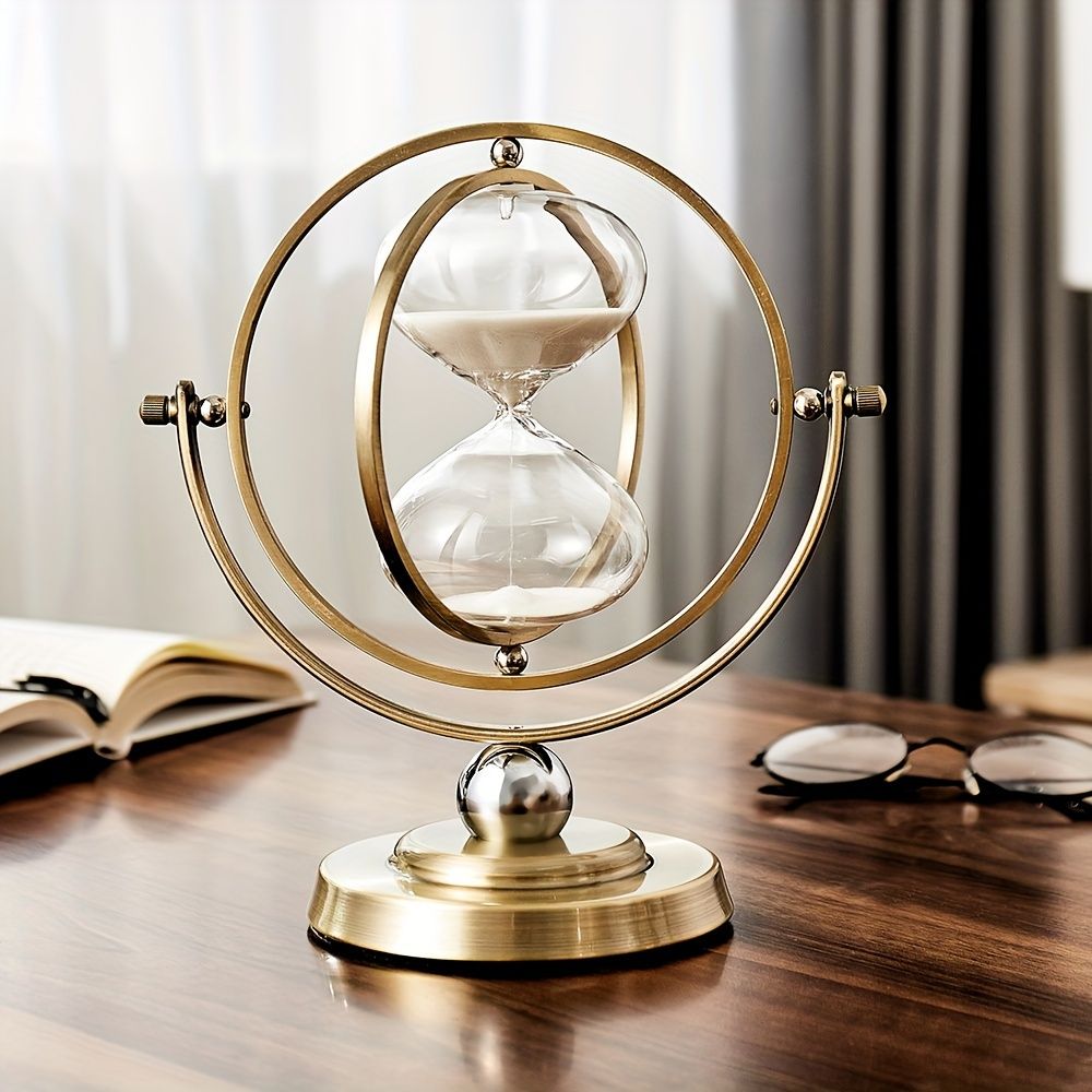 White Black Rotating Hourglass Clock Home Decor Time-Keeping Device view 8
