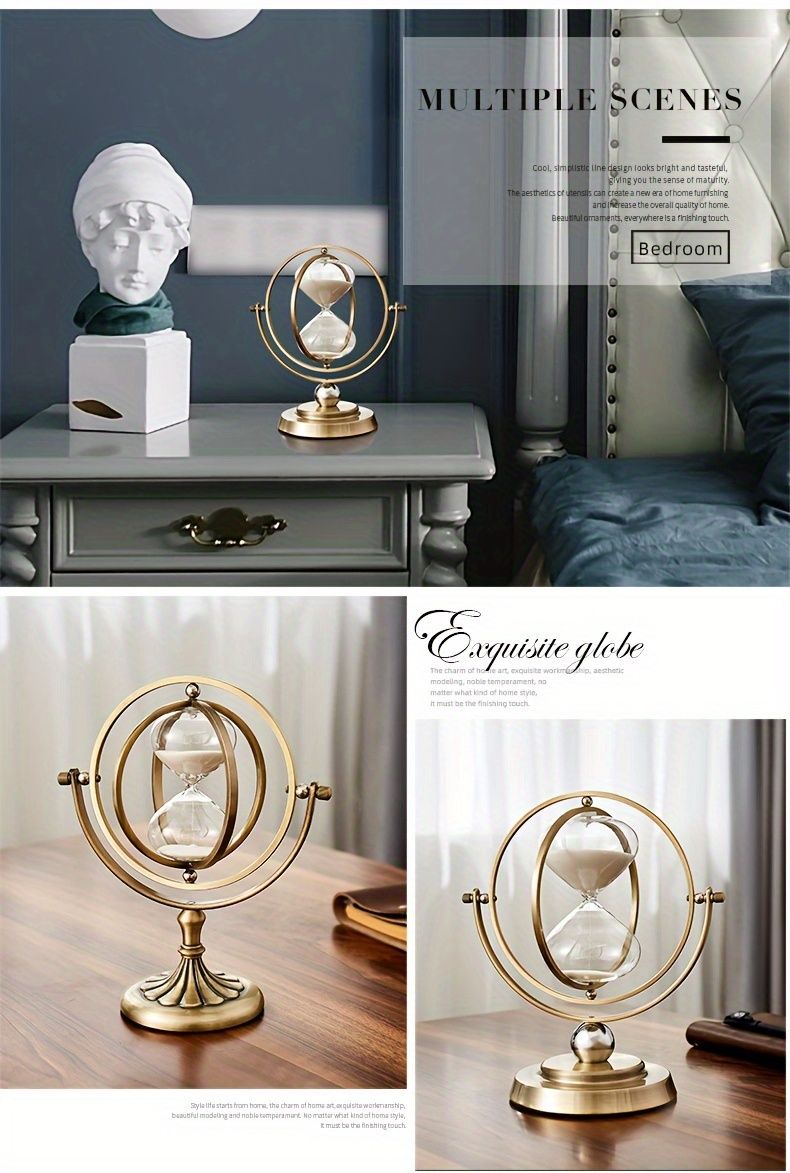 White Black Rotating Hourglass Clock Home Decor Time-Keeping Device view 9