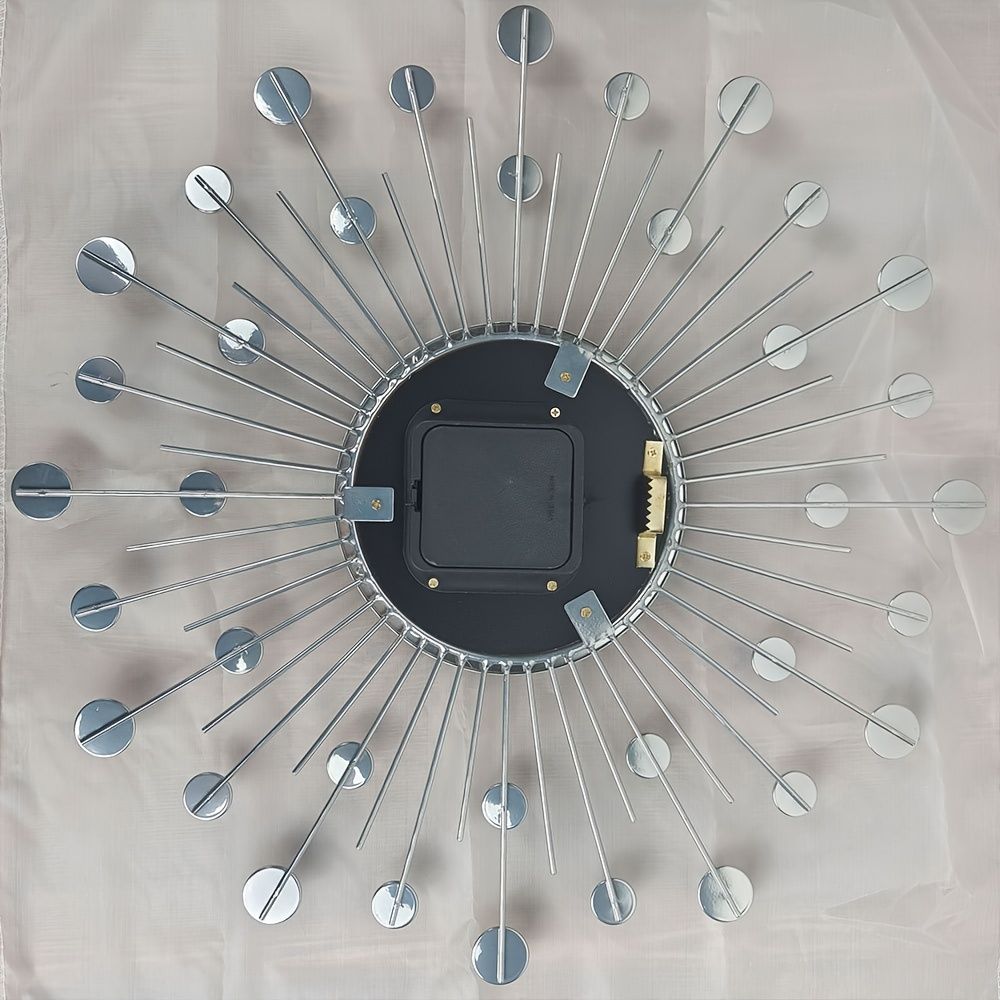 Silver Black Silver Wall Clock Sunburst Wall Clock Home Decor Clock Modern view 10
